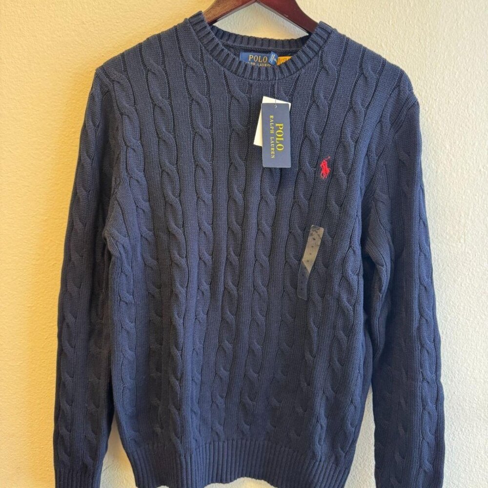 Polo by Ralph Lauren Dark Blue Cable Knit Sweater - Picture 1 of 4